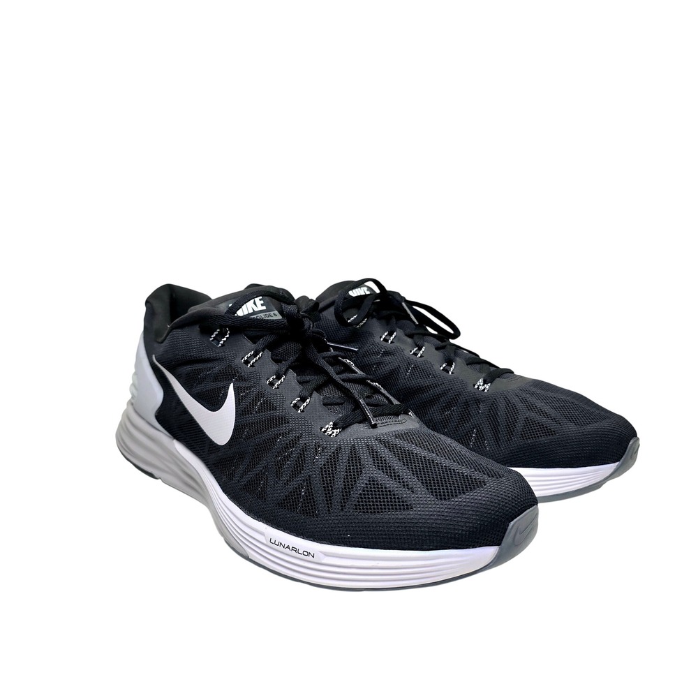 Nike Mens Lunarglide 6 Running Shoes Black White Wolf Grey 654433-001 Size 14